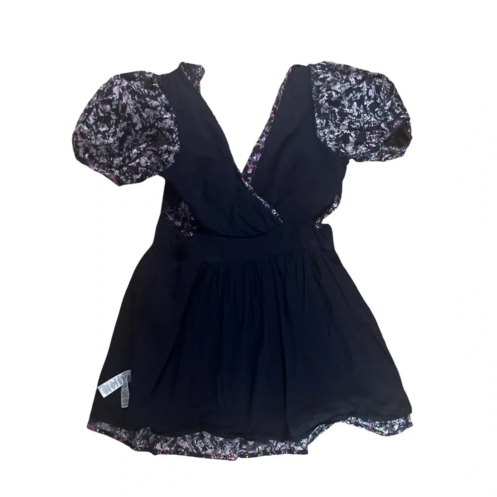 French Connection Navy Blue Floral Cotton Eyelet Lace Mini Dress with Cutouts - Picture 15 of 16
